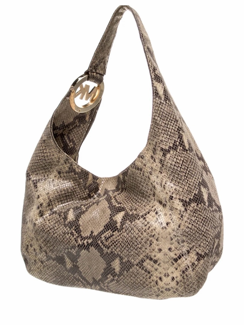 Michael Kors Medium Python Embossed Leather Hobo Shoulder Bag Fall 26 #013